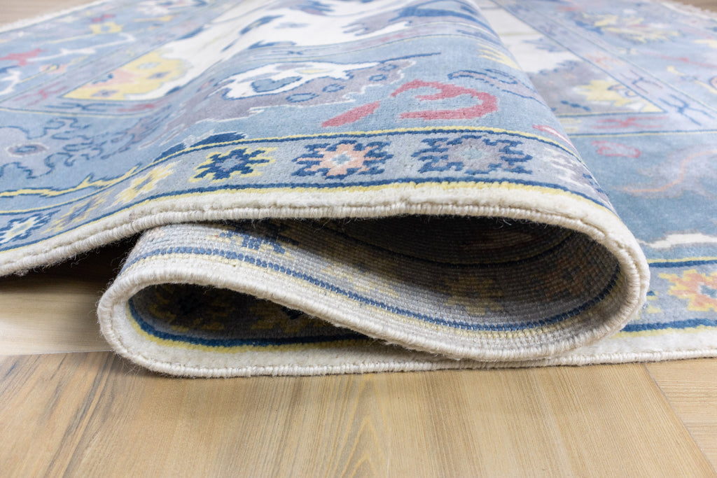 Craftsman Oushak Hand Knotted Wool Rug Blue