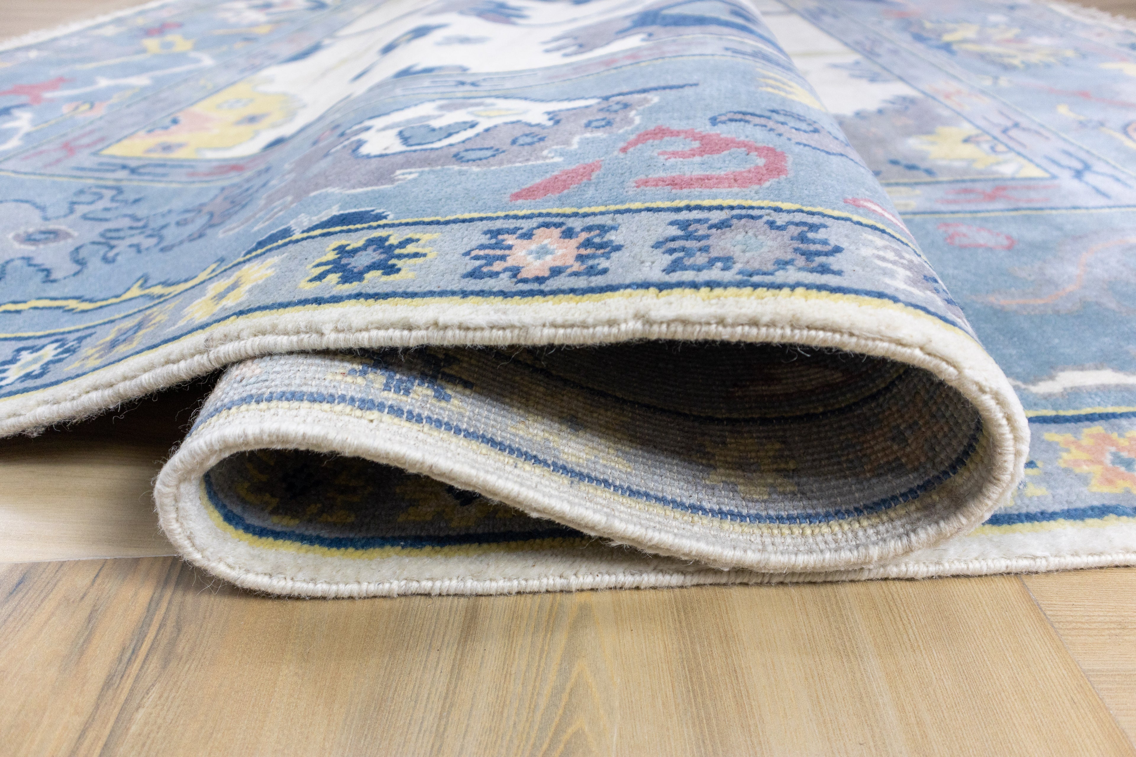 Craftsman Oushak Hand Knotted Wool Rug Blue