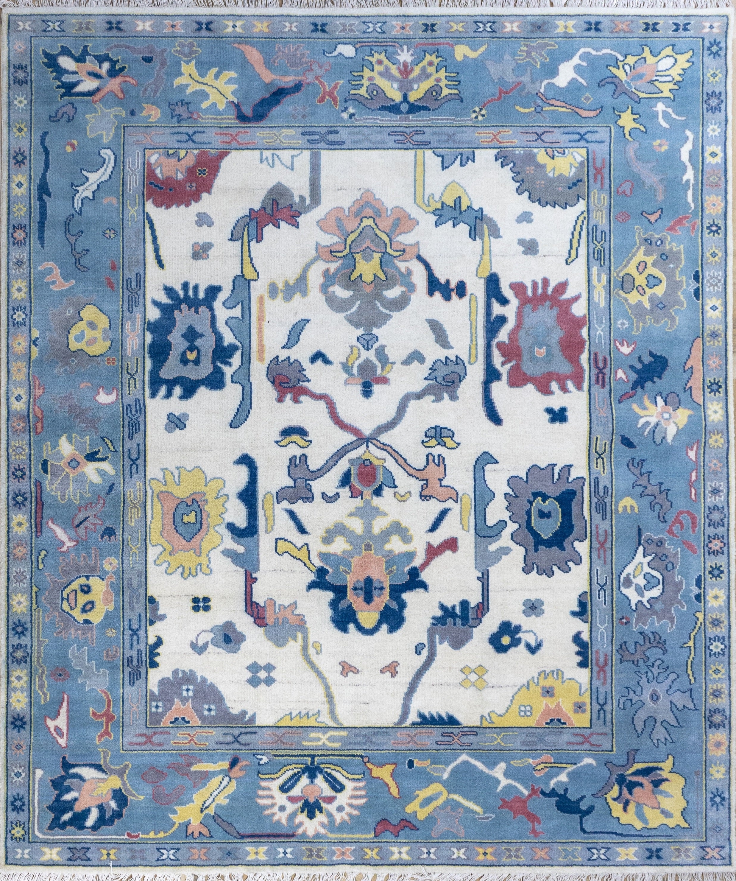 Craftsman Oushak Hand Knotted Wool Rug Blue