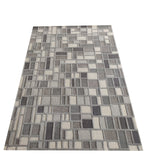 Cross Hatch Hand Tufted Wool Rug Light Grey