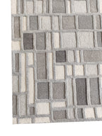 Cross Hatch Hand Tufted Wool Rug Light Grey