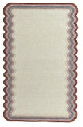 DT Scalloped Border Hand Tufted Loop Wool Rug Rust