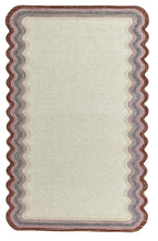 DT Scalloped Border Hand Tufted Loop Wool Rug Rust
