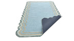 DT Scalloped Border Hand Tufted Loop Wool Rug Sea Green