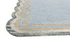 DT Scalloped Border Hand Tufted Loop Wool Rug Sea Green
