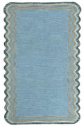 DT Scalloped Border Hand Tufted Loop Wool Rug Sea Green