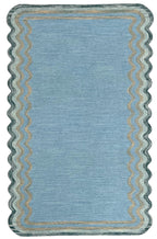 DT Scalloped Border Hand Tufted Loop Wool Rug Sea Green