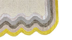 DT Scalloped Border Hand Tufted Loop Wool Rug Sun Yellow