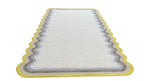 DT Scalloped Border Hand Tufted Loop Wool Rug Sun Yellow