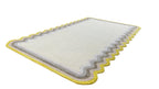 DT Scalloped Border Hand Tufted Loop Wool Rug Sun Yellow