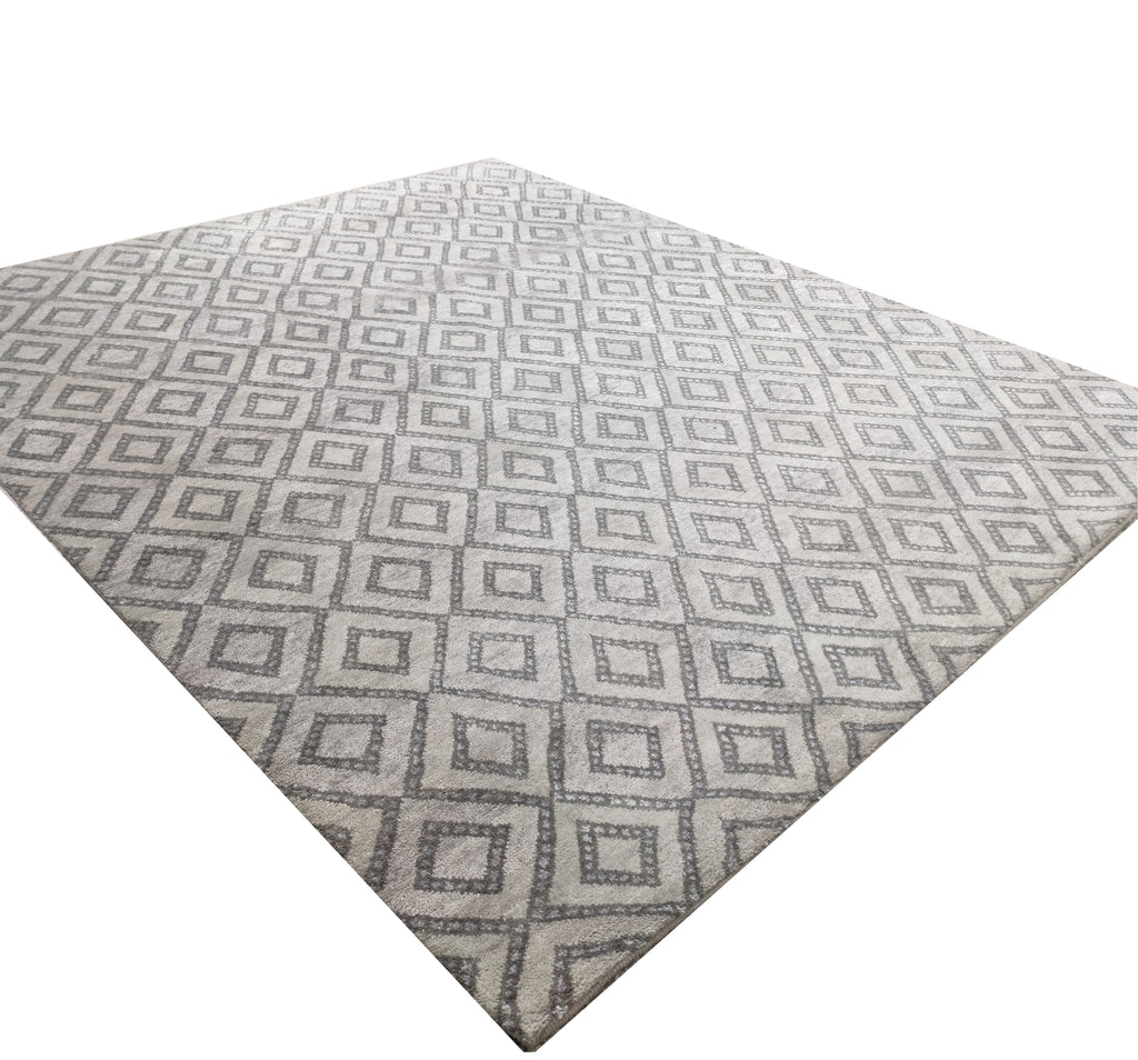Davey Moroccan Style Hand Knotted Wool Rug Ivory
