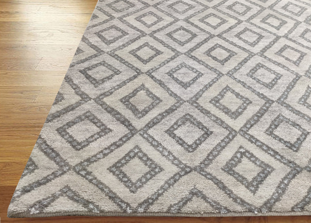 Davey Moroccan Style Hand Knotted Wool Rug Ivory