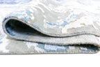 Deepwater Abstract Indo Nepali Hand Knotted Bamboo Silk Wool Rug Sky Blue Ivory