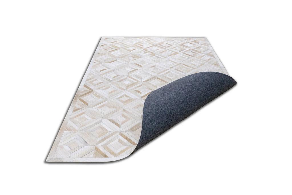 Diamond Patchwork Hide Rug Beige