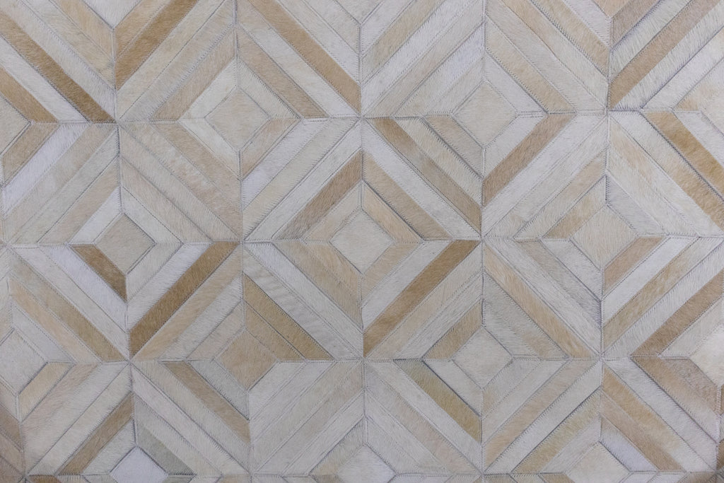 Diamond Patchwork Hide Rug Beige