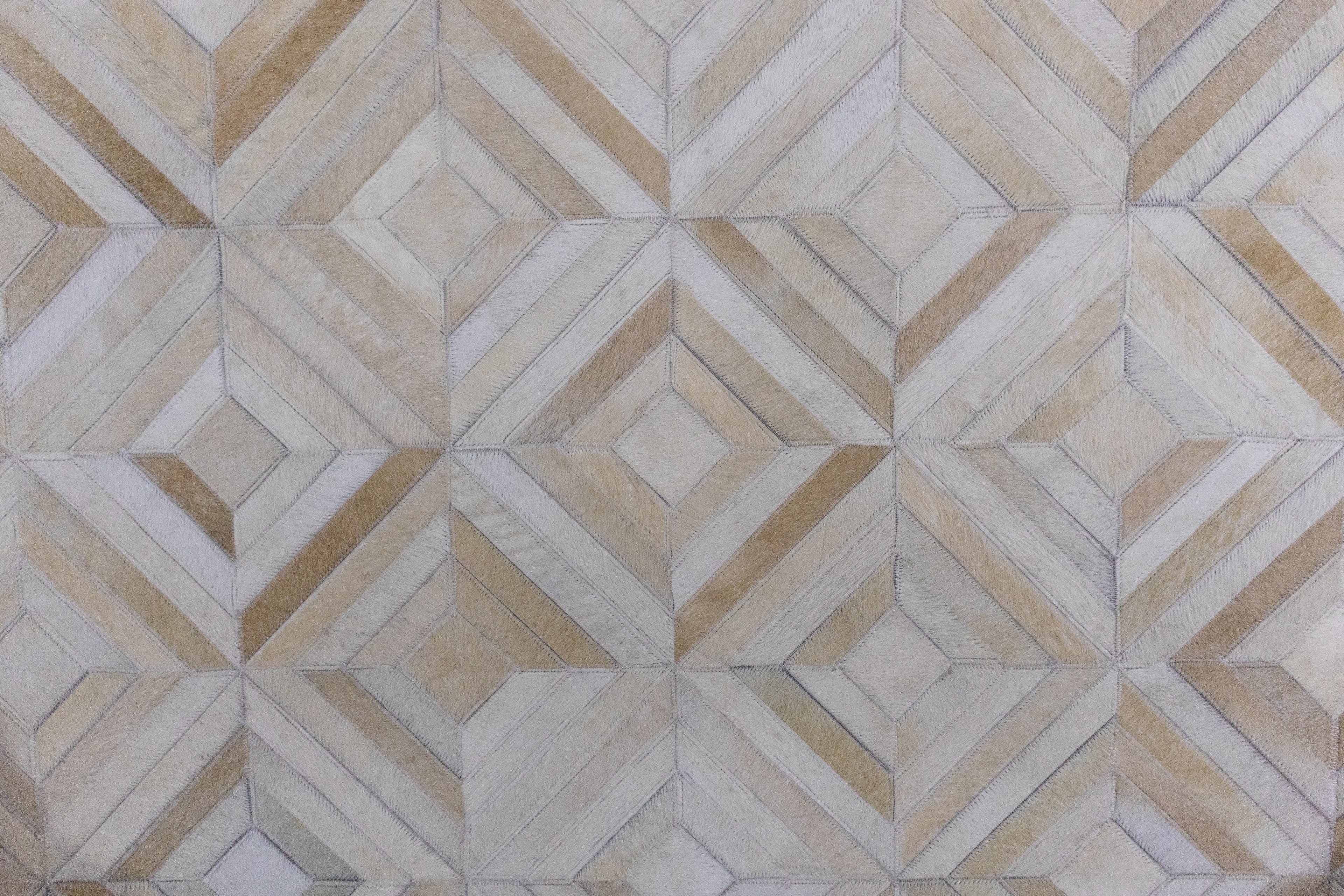 Diamond Patchwork Hide Rug Beige