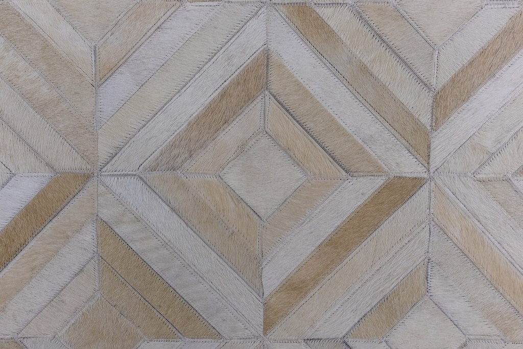 Diamond Patchwork Hide Rug Beige