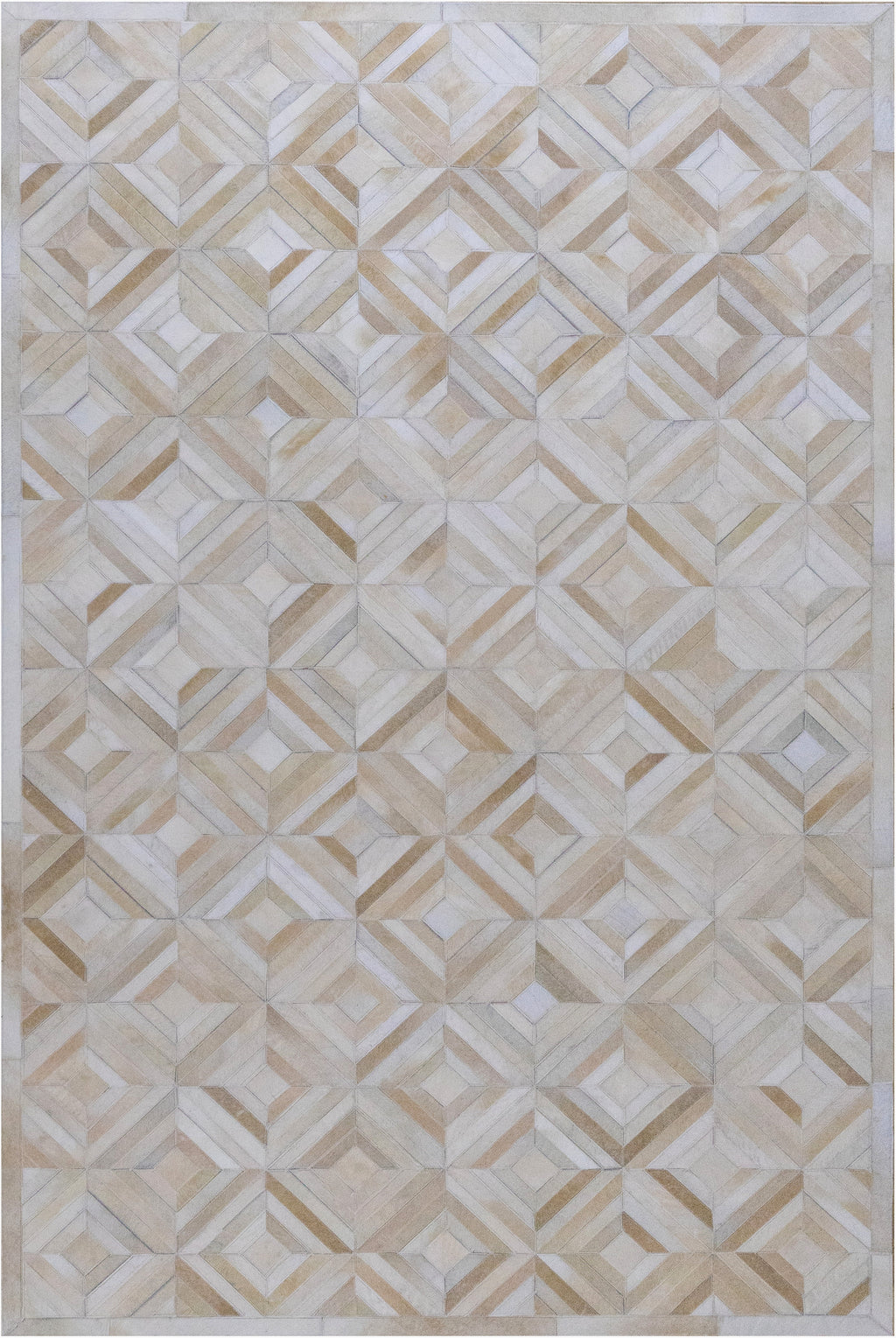 Diamond Patchwork Hide Rug Beige