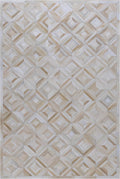 Diamond Patchwork Hide Rug Beige