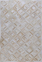 Diamond Patchwork Hide Rug Beige