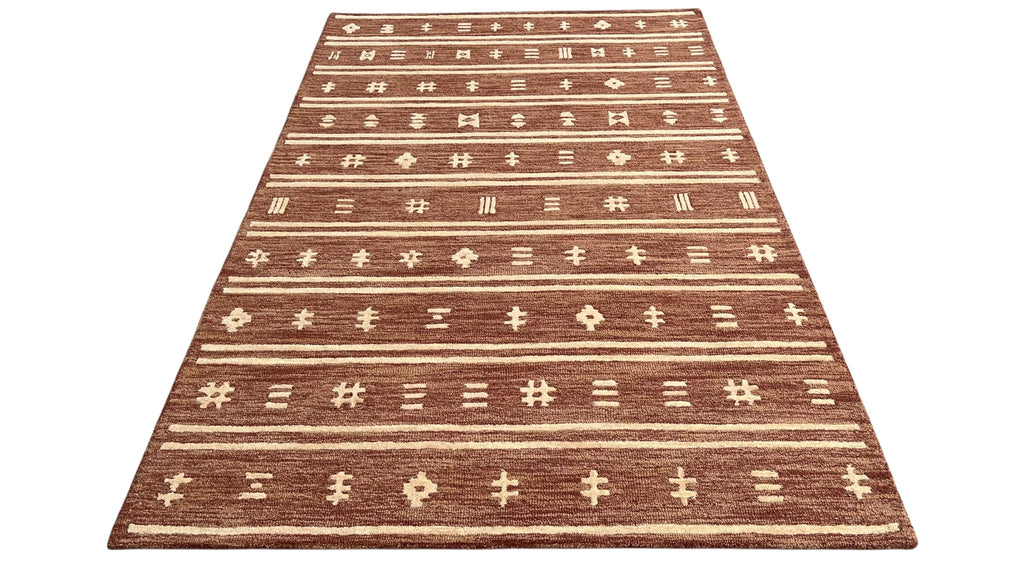 Brown Tribal Southwest Rug | Geometric Striped Wool Rug