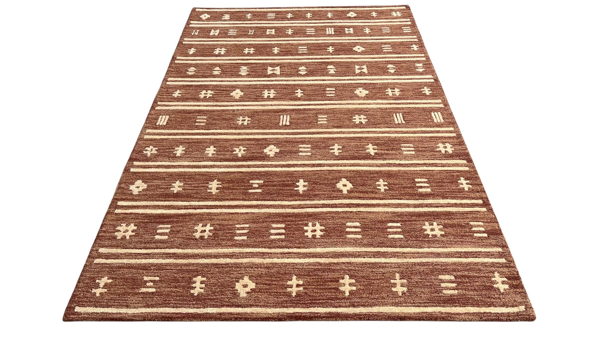 Brown Tribal Southwest Rug | Geometric Striped Wool Rug