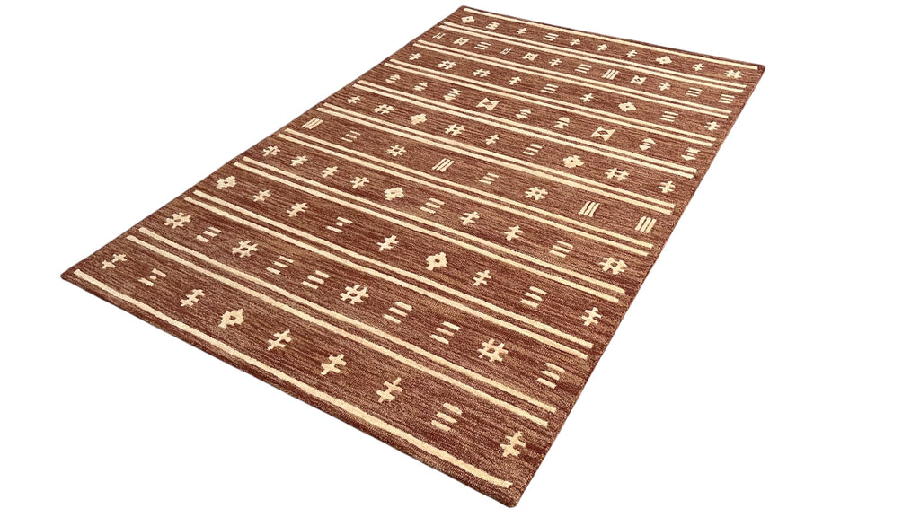 Brown Tribal Southwest Rug | Geometric Striped Wool Rug