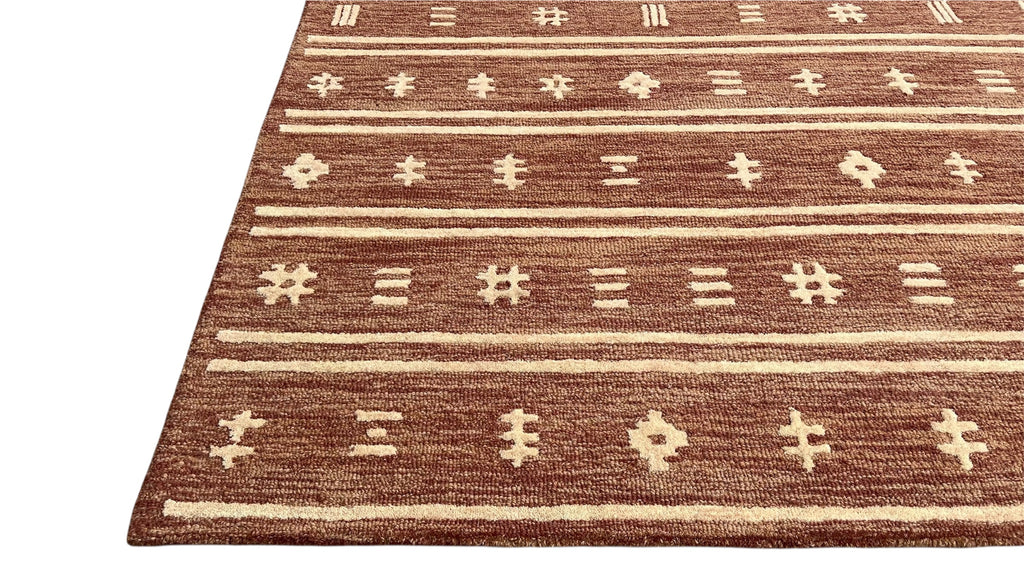 Brown Tribal Southwest Rug | Geometric Striped Wool Rug