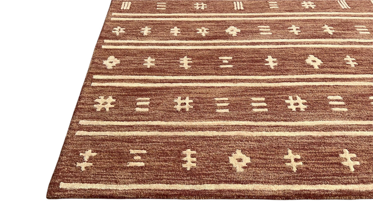 Brown Tribal Southwest Rug | Geometric Striped Wool Rug