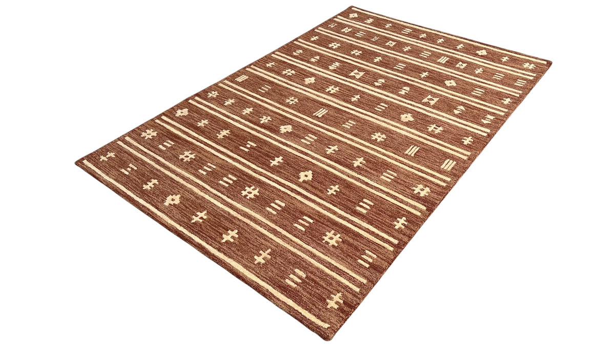 Brown Tribal Southwest Rug | Geometric Striped Wool Rug