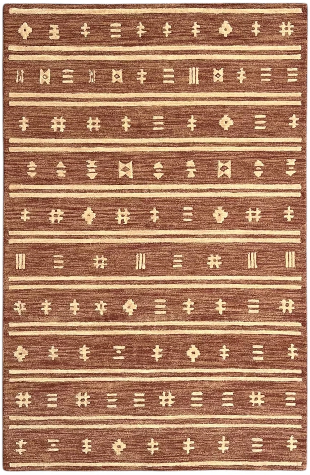 Brown Tribal Southwest Rug | Geometric Striped Wool Rug