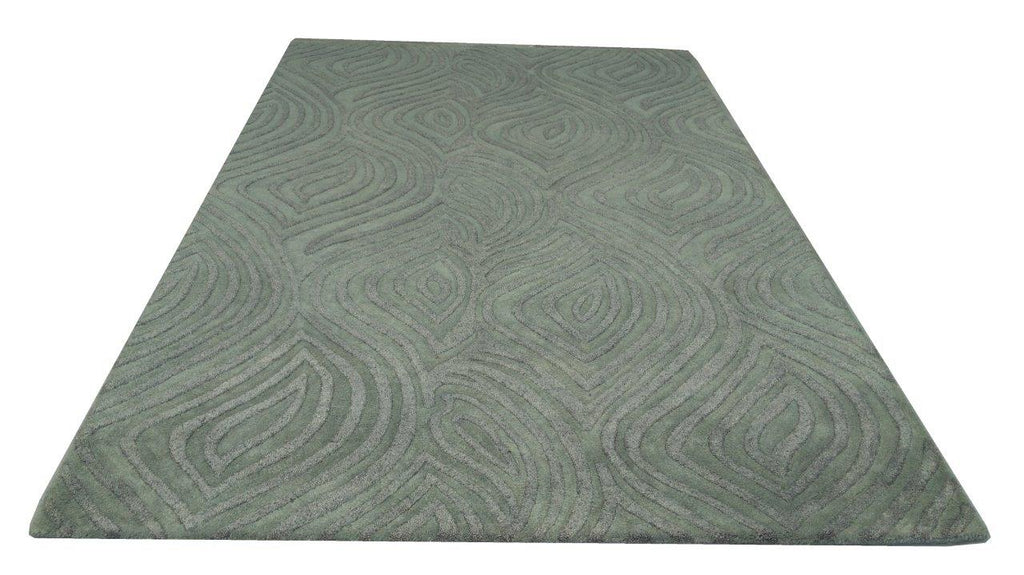 Faux Bois Hand Tufted Wool Viscose Rug Sage Green