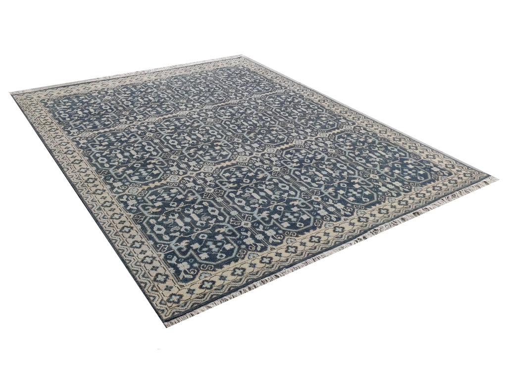 Freja Hand Knotted Wool Rug Grey Blue