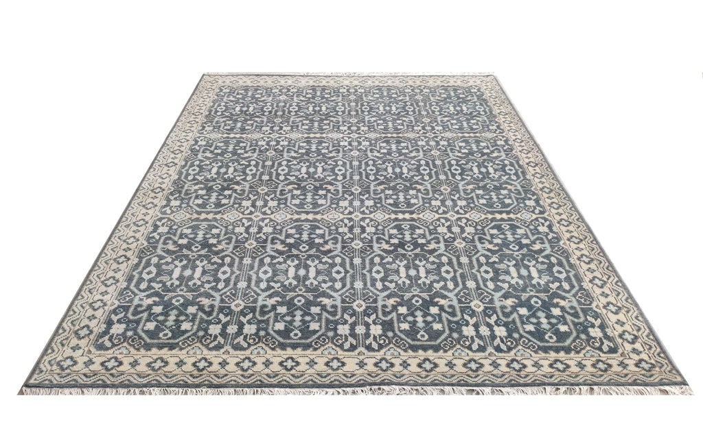 Freja Hand Knotted Wool Rug Grey Blue