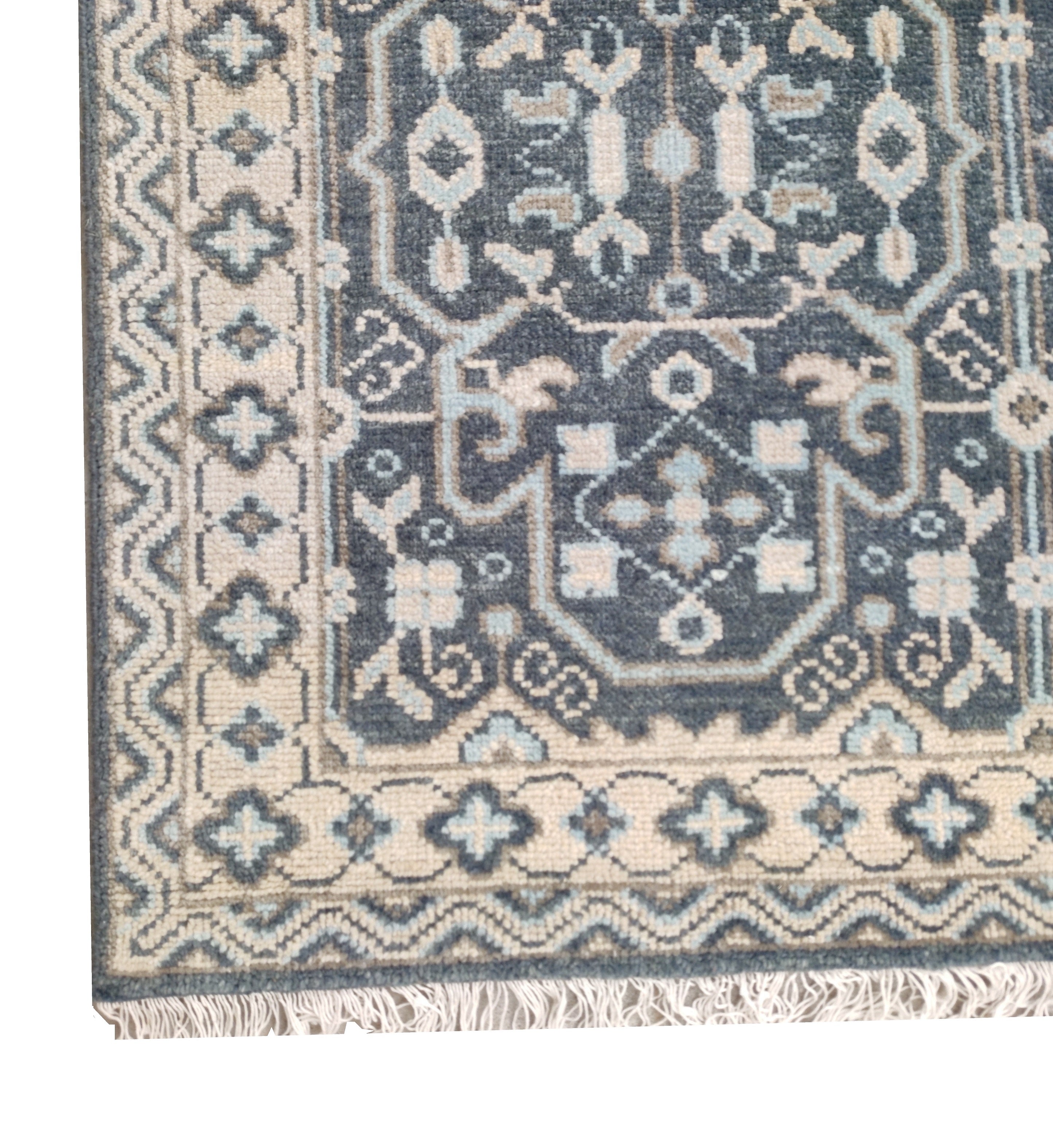 Freja Hand Knotted Wool Rug Grey Blue