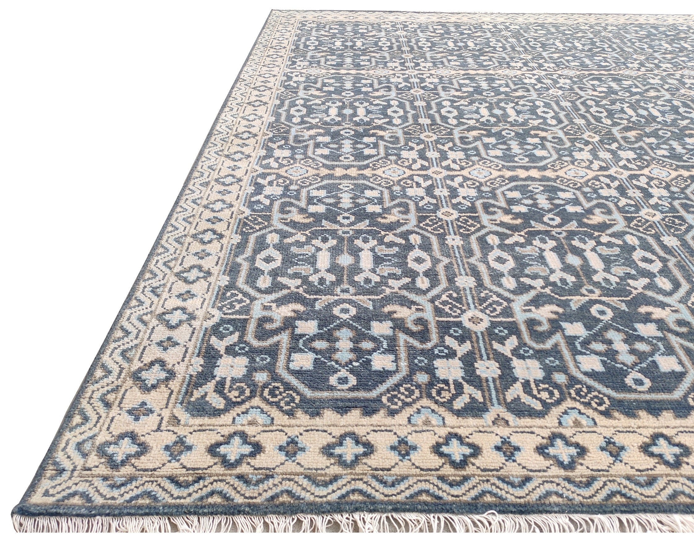 Freja Hand Knotted Wool Rug Grey Blue