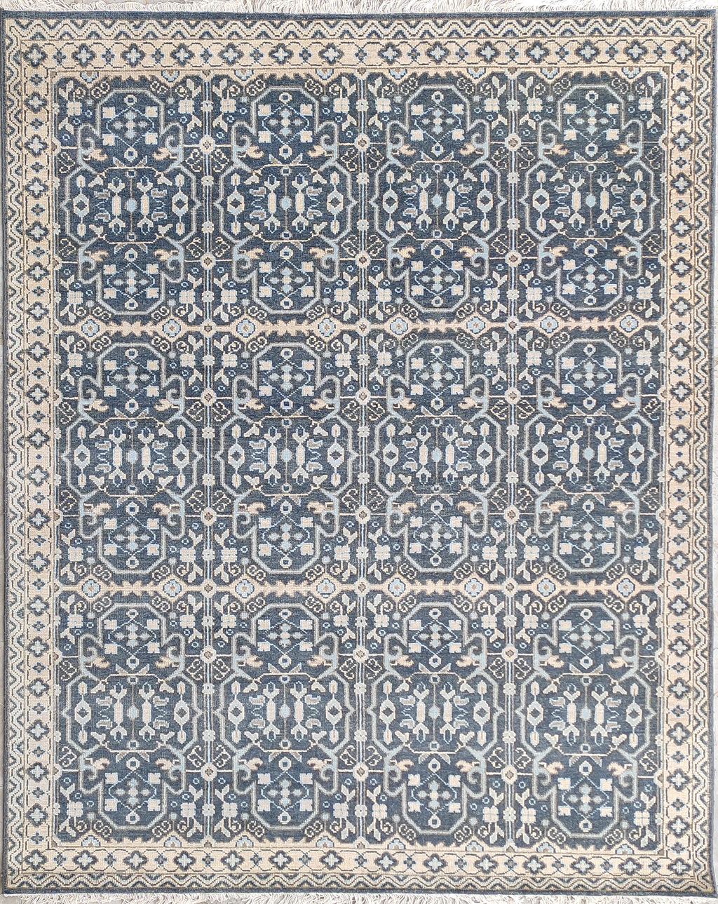 Freja Hand Knotted Wool Rug Grey Blue