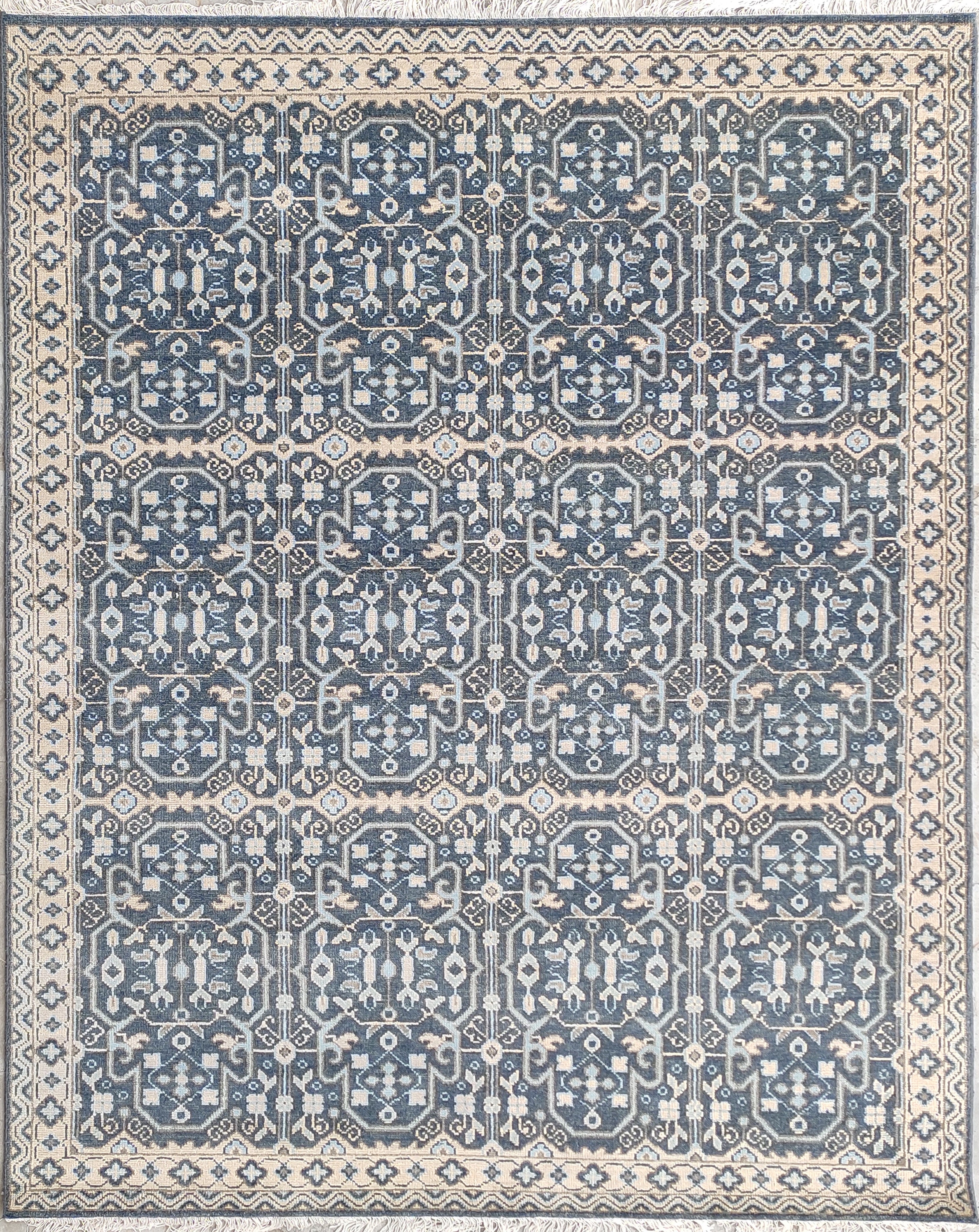 Freja Hand Knotted Wool Rug Grey Blue