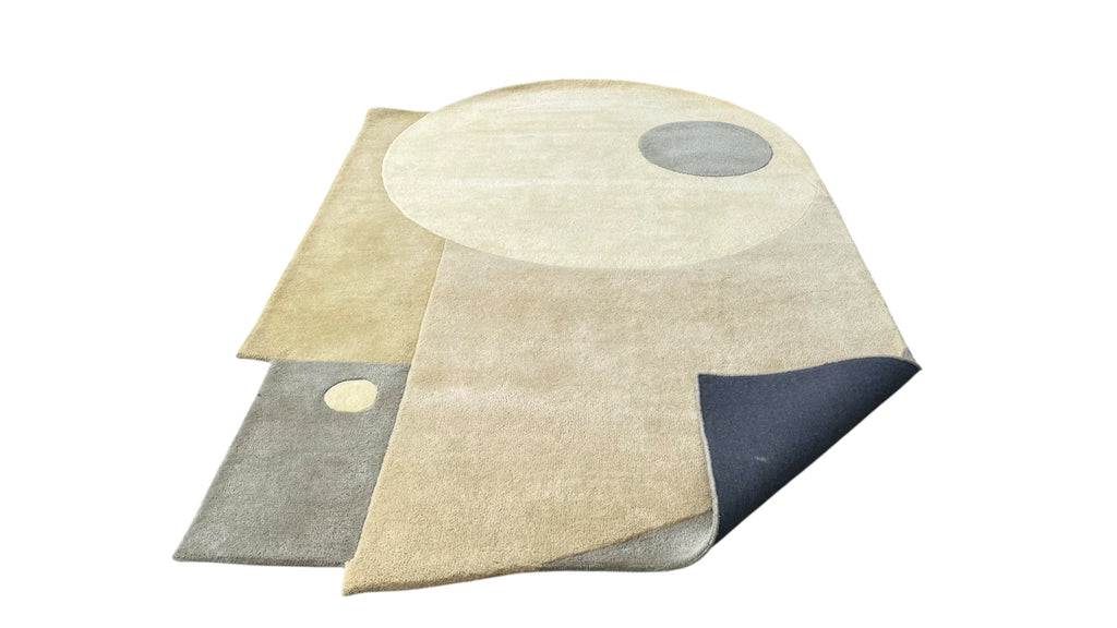 Geo Irregular Abstract Hand Tufted Wool Rug Beige