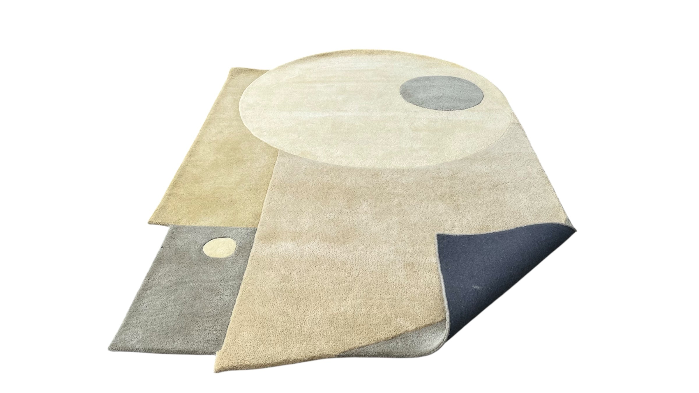 Geo Irregular Abstract Hand Tufted Wool Rug Beige