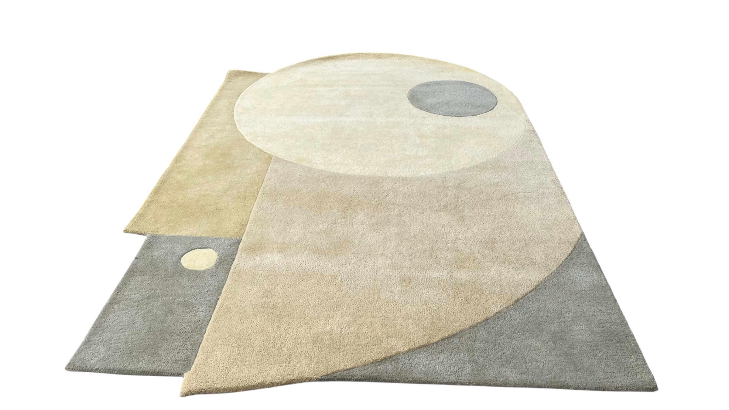 Geo Irregular Abstract Hand Tufted Wool Rug Beige