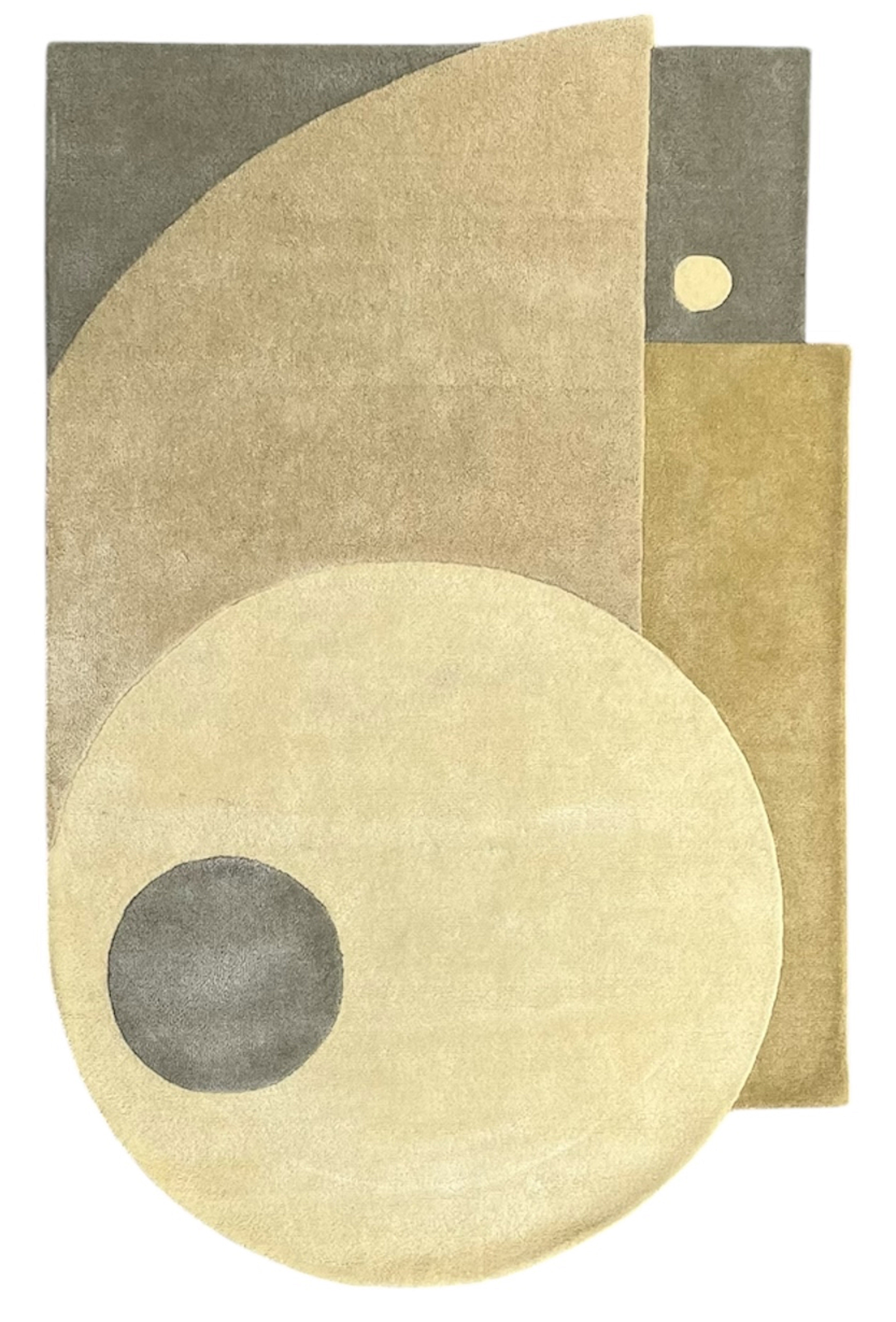 Geo Irregular Abstract Hand Tufted Wool Rug Beige