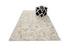 Geometric 3D Leather Hide Rug Beige