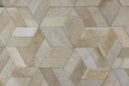 Geometric 3D Leather Hide Rug Beige