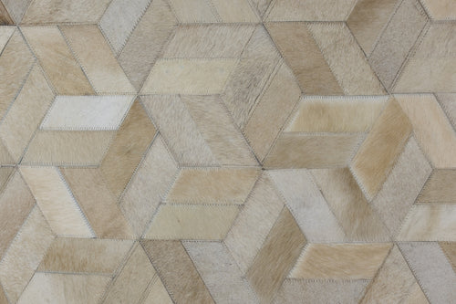 Geometric 3D Leather Hide Rug Beige