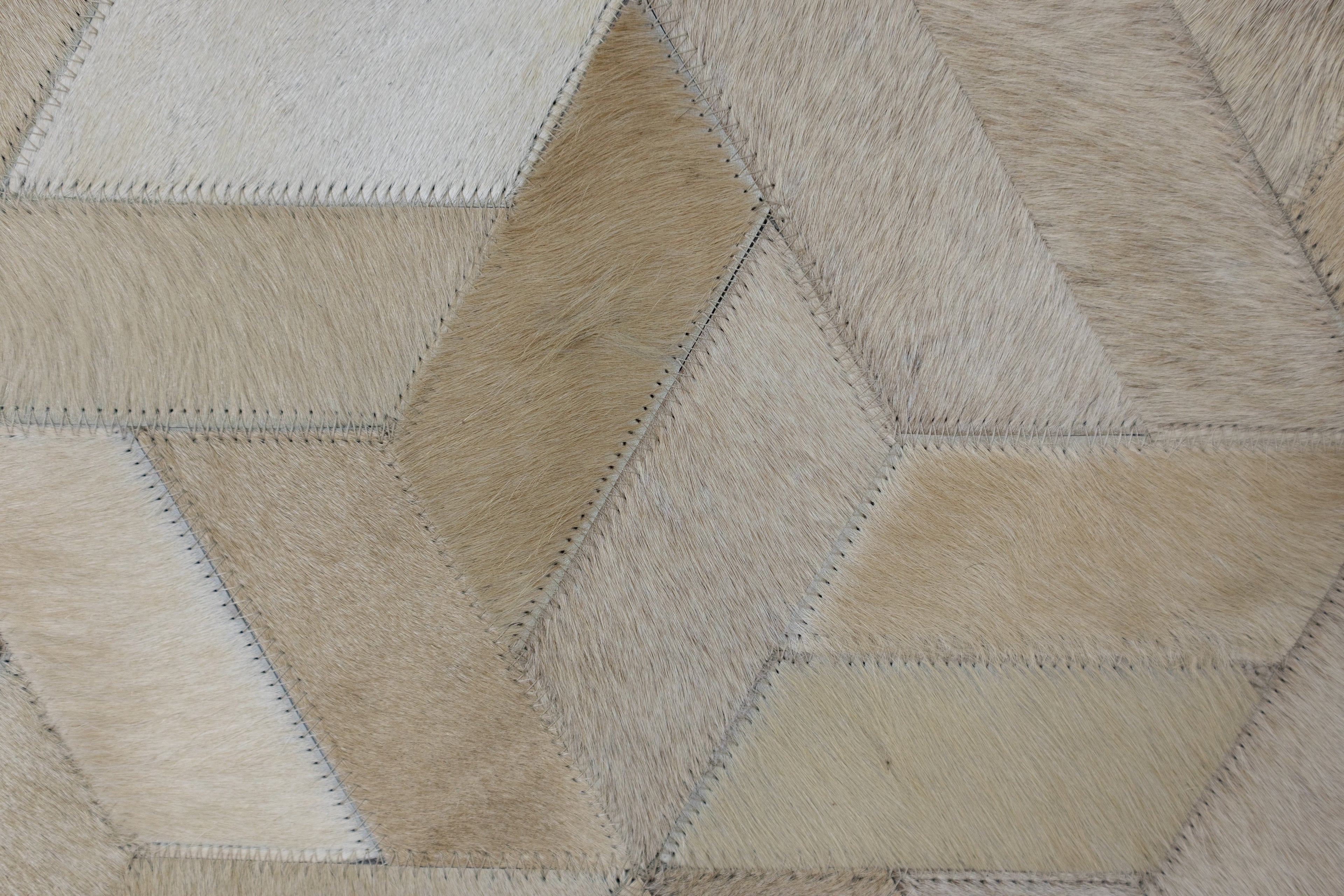 Geometric 3D Leather Hide Rug Beige