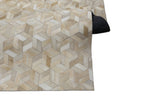 Geometric 3D Leather Hide Rug Beige