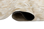 Geometric 3D Leather Hide Rug Beige