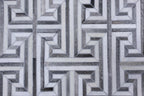 Greek Key Leather Hide Rug Grey