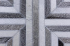 Greek Key Leather Hide Rug Grey